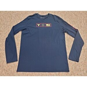 Under Armour Project Rock Shirt Mens Large Blue Respect Performance Heat Gear